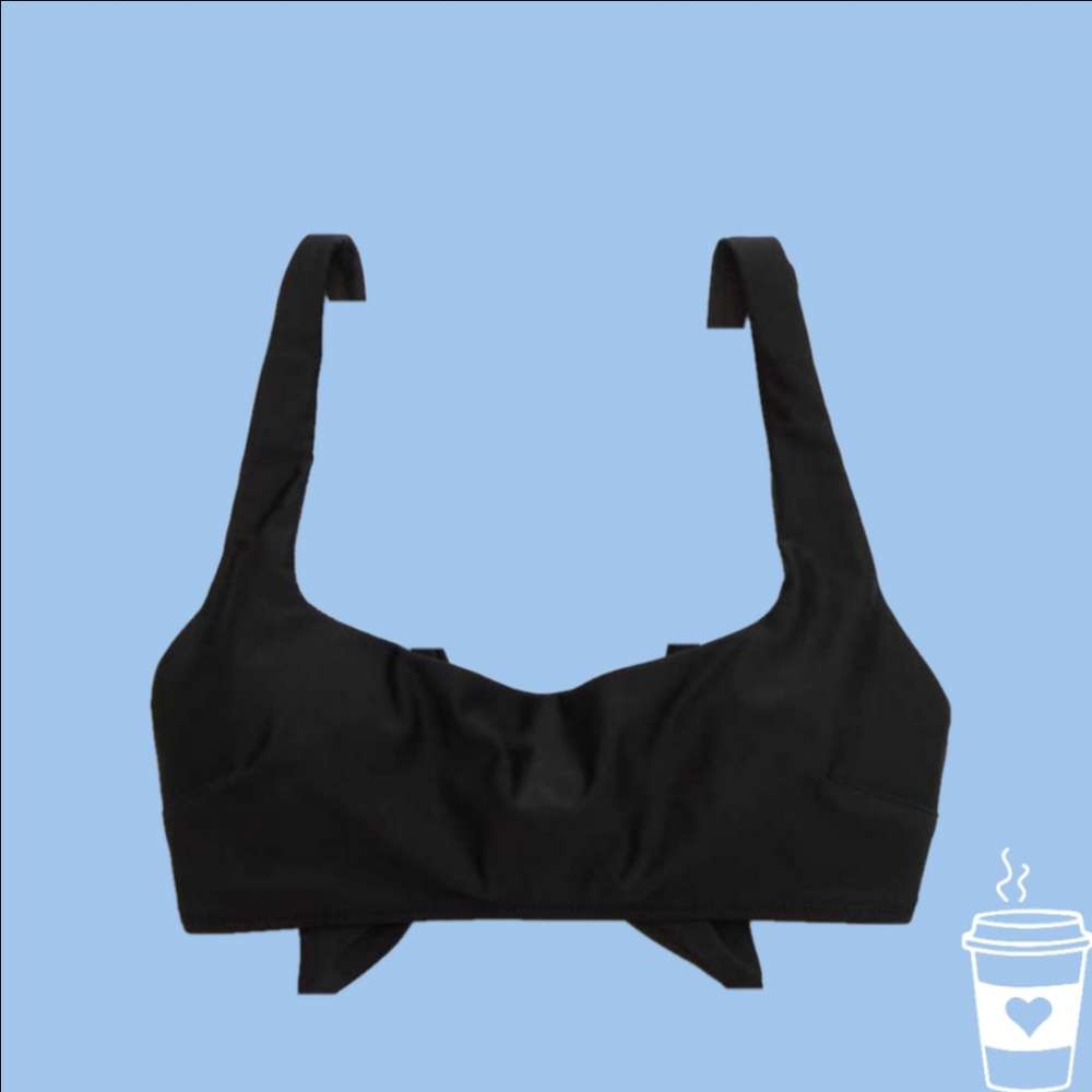 Aerie Black Tie Back Scoop Neck Bikini Top Size Medium New With Tags